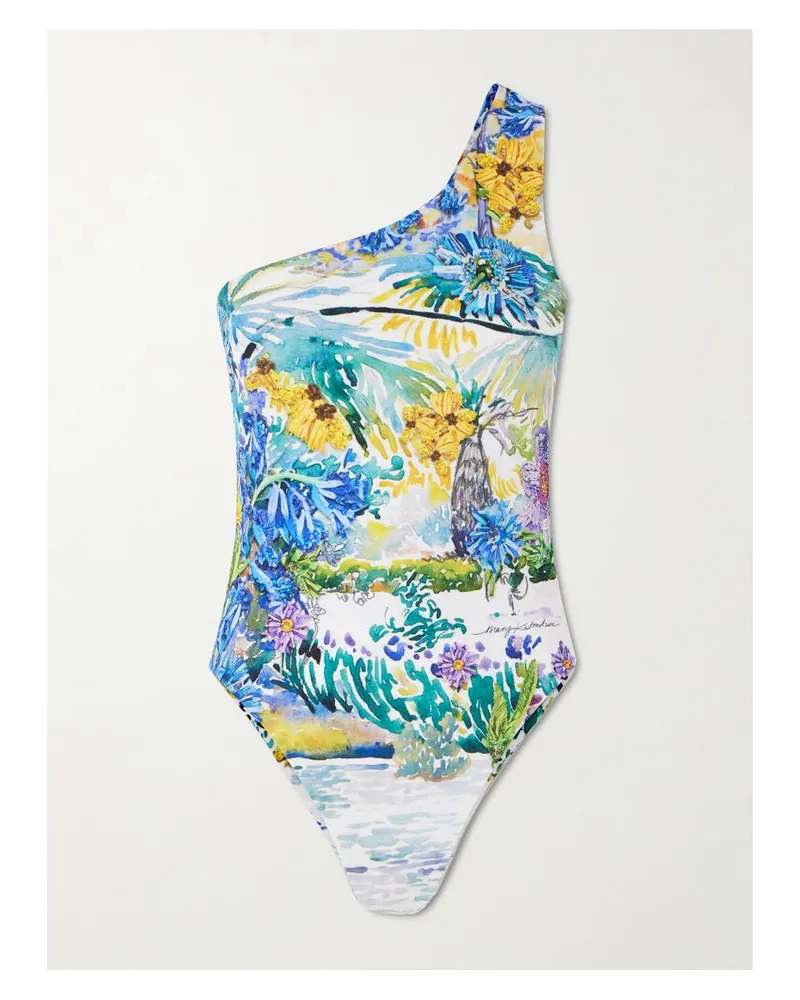 Mary Katrantzou Nata Asymmetrischer, Bedruckter Badeanzug - Blau Blau