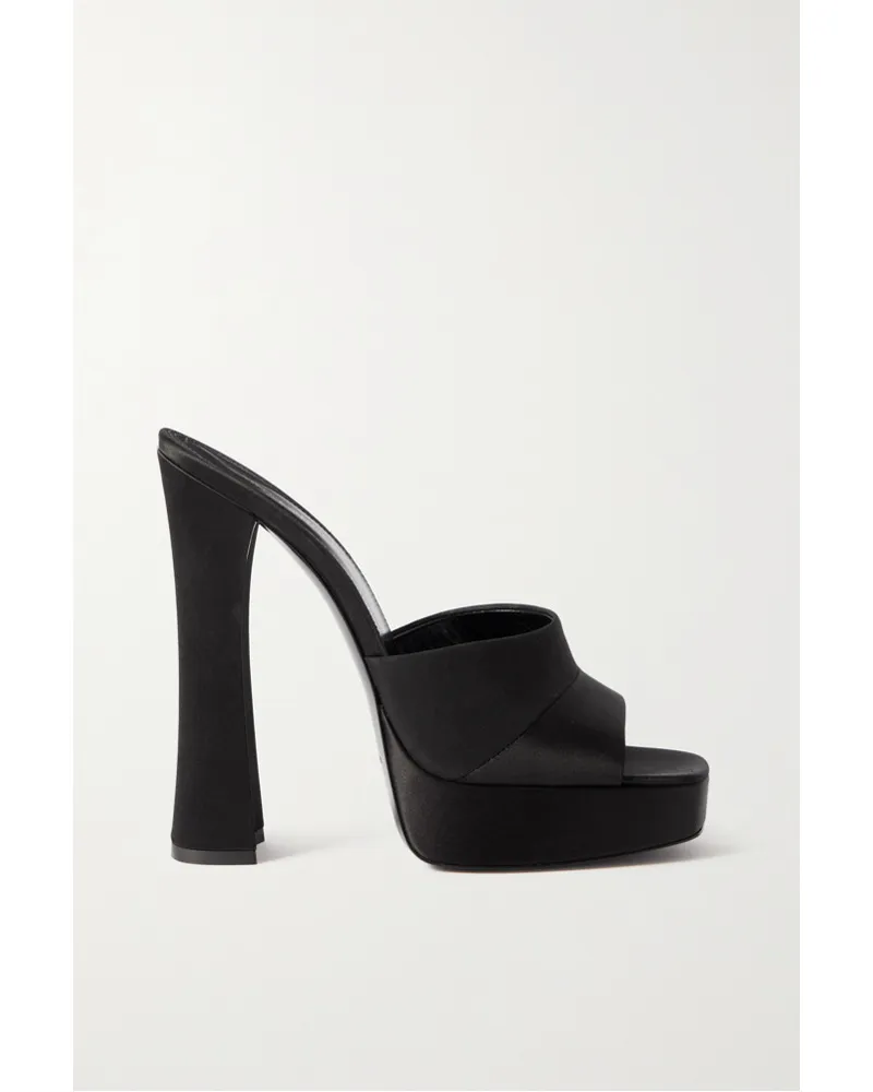 Saint Laurent Boogie Mules aus Satin und Crêpe De Chine Schwarz