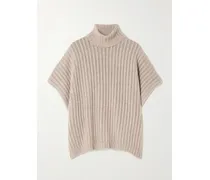 Ribbed Cashmere Turtleneck Sweater - Brown