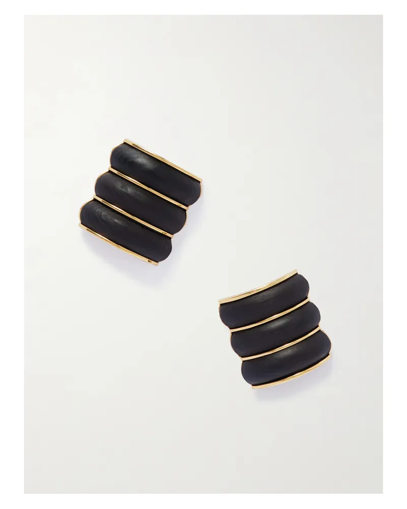 Alaïa Bumper Goldfarbene Ohrclips Mit Holz - Braun Braun