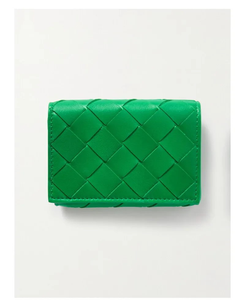 Bottega Veneta Cassette Mini Portemonnaie Aus Intrecciato-leder - Grün Grün