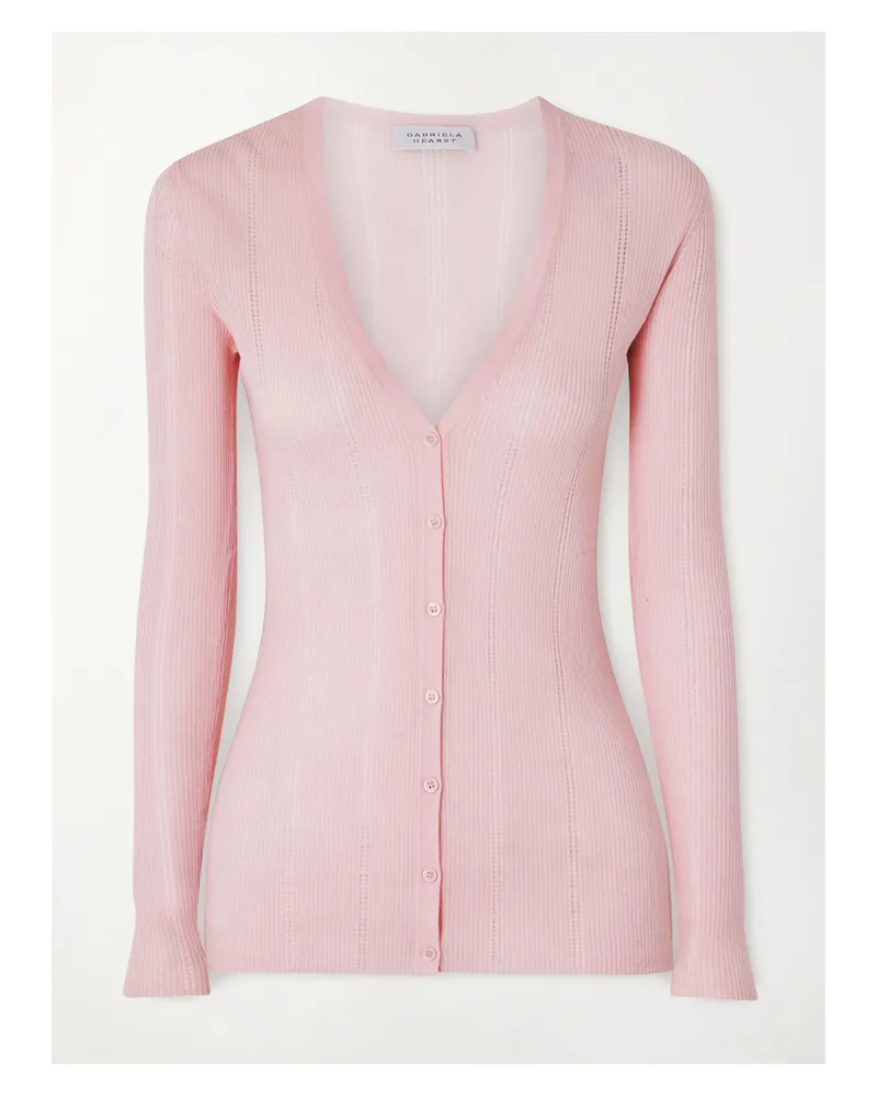 Gabriela Hearst Lillian Cardigan Aus Wolle In Pointelle-strick - Pink Pink