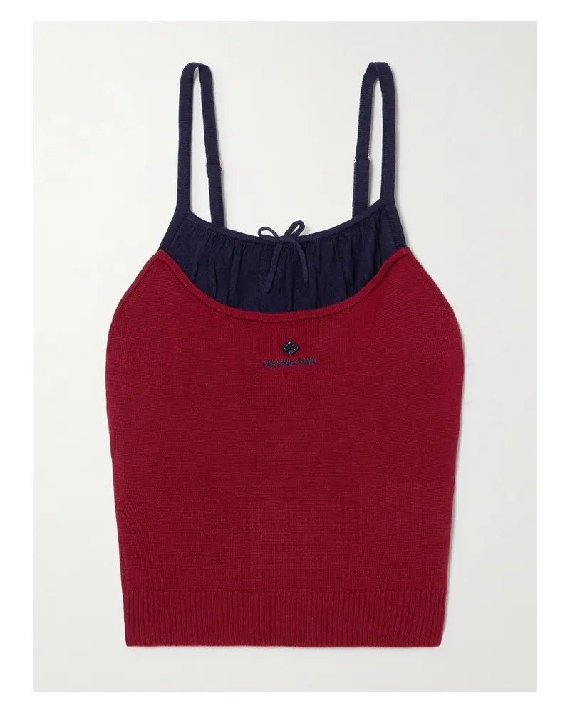 SHUSHU/TONG Verkürztes Top Aus Seide Und Kaschmir Mit Stickerei Und Verzierung - Rot Rot