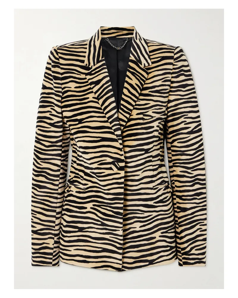 Paco Rabanne Zebra-print Cotton-blend Velvet Blazer - Neutrals Neutrals