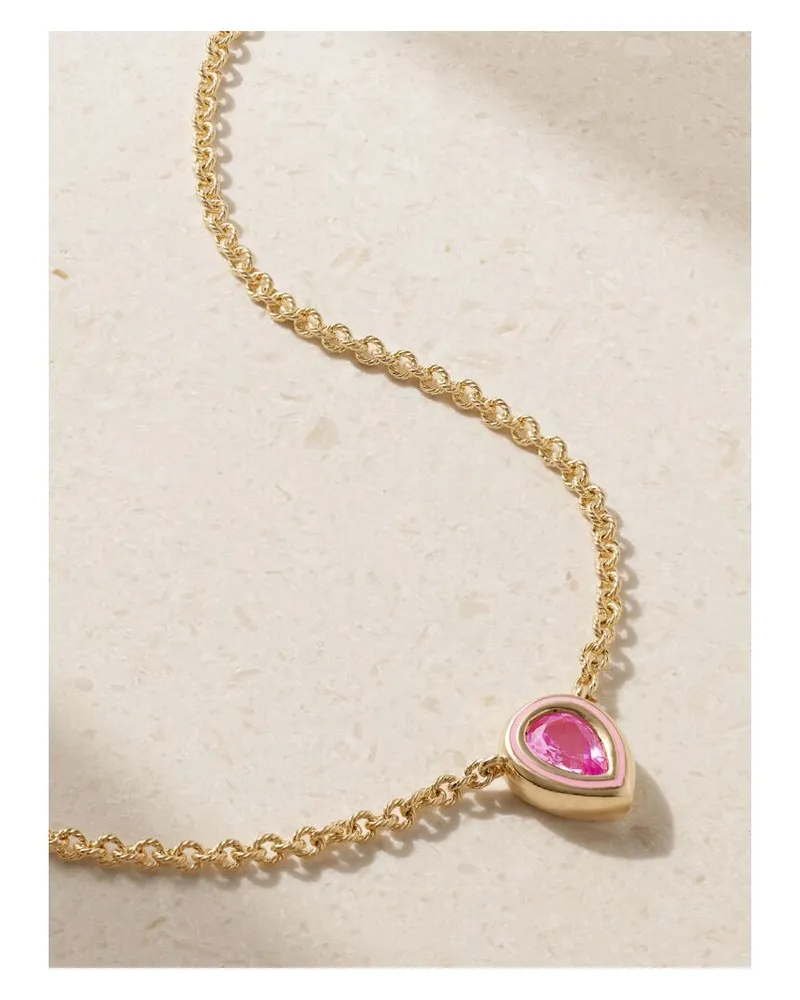 Alison Lou Madison Kette Aus 14 Karat Gold Mit Synthetischem Saphir Und Emaille - Pink Pink