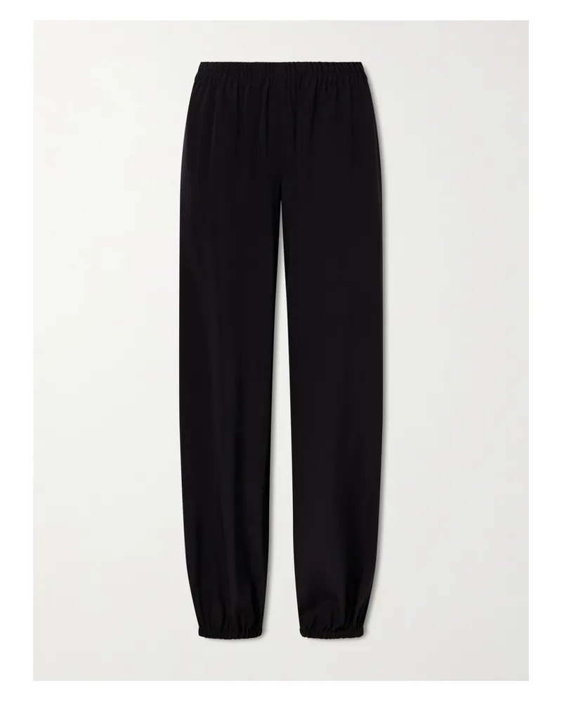 Nili Lotan Parisa Silk Tapered Pants - Black Black