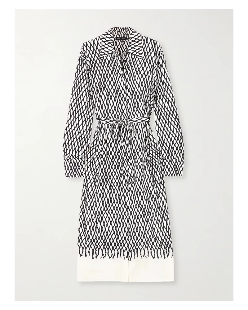 Proenza Schouler Bailey Midikleid Aus Bedrucktem Crêpe Mit Bindegürtel - Grau Grau