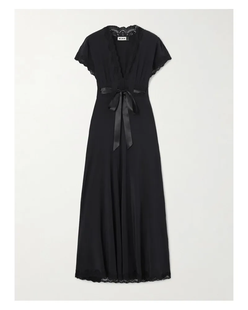 RIXO Marlice Robe Aus Seidenchiffon - Schwarz Schwarz