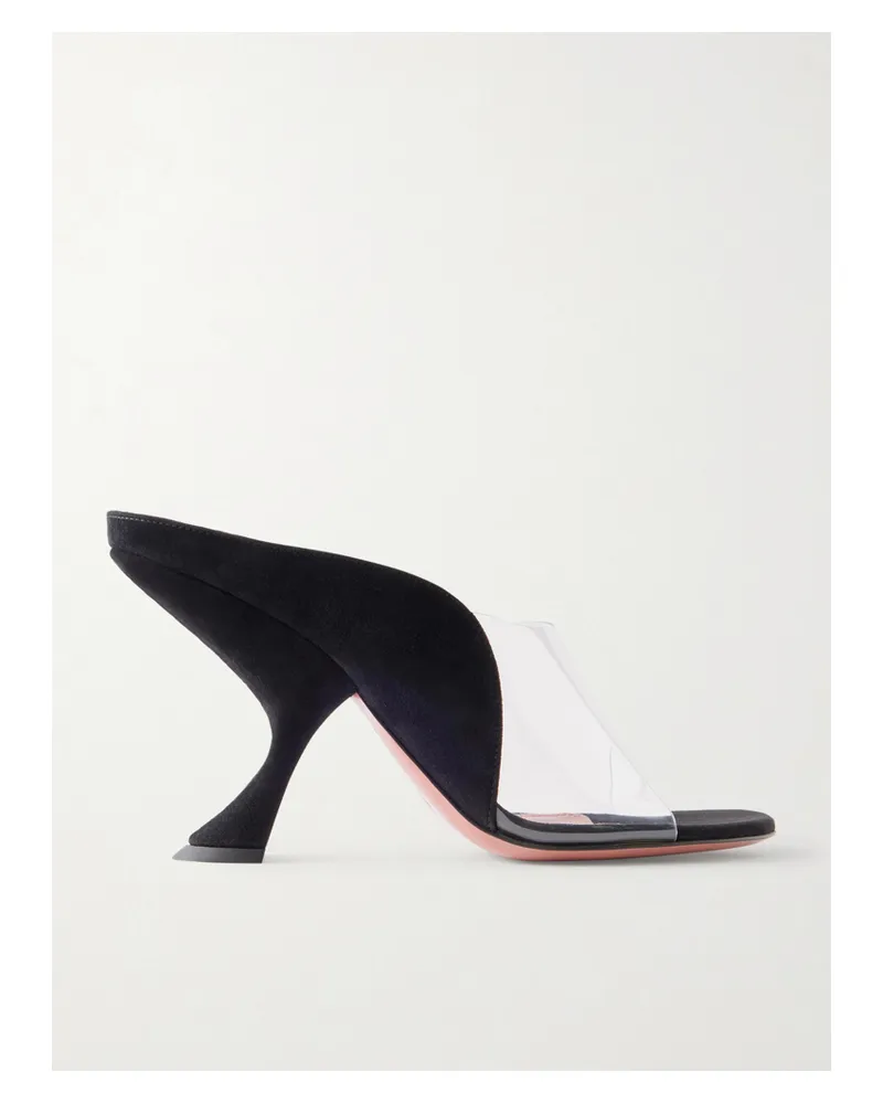 Amina Muaddi Mackenzie Mules Aus Veloursleder Und Pvc - Schwarz Schwarz