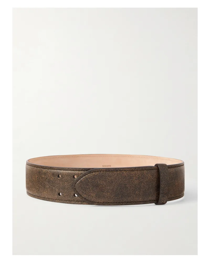 KHAITE Theo Textured-leather Belt - Brown Brown