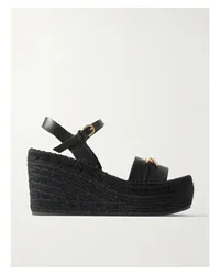 Versace Espadrille-wedges aus Leder mit Verzierungen Schwarz