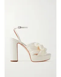 Loeffler Randall Natalia Plateausandalen aus Plissiertem Organza Weiß