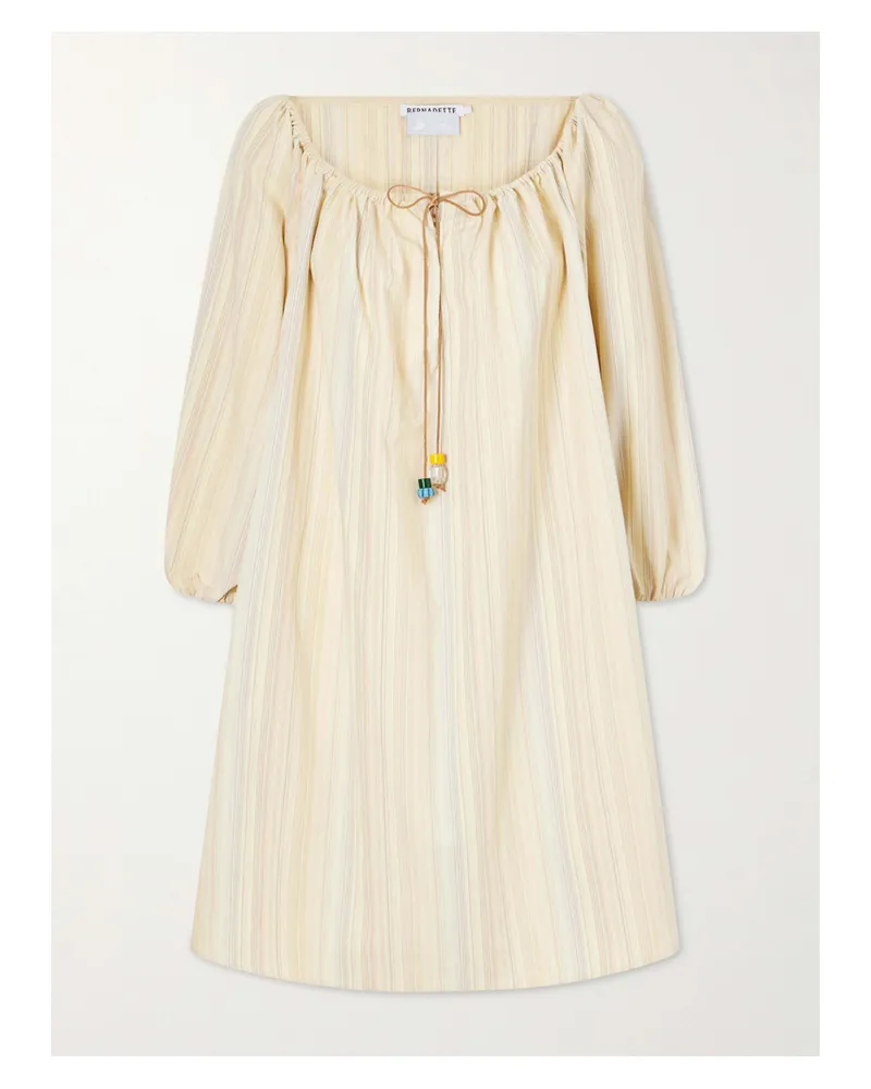 BERNADETTE Bonnie Striped Cotton Mini Dress - Neutrals Neutrals