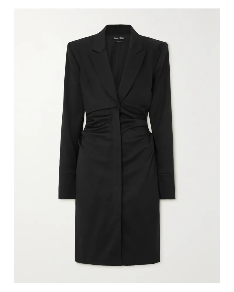 Tom Ford Midikleid Aus Stretch-baumwolle Mit Raffungen - Schwarz Schwarz