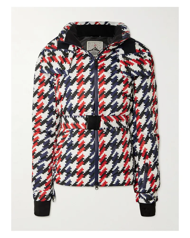 Perfect Moment Candice Skijacke Mit Hahnentrittmuster, Daunenfüllung, Gürtel Und Kapuze - Rot Rot