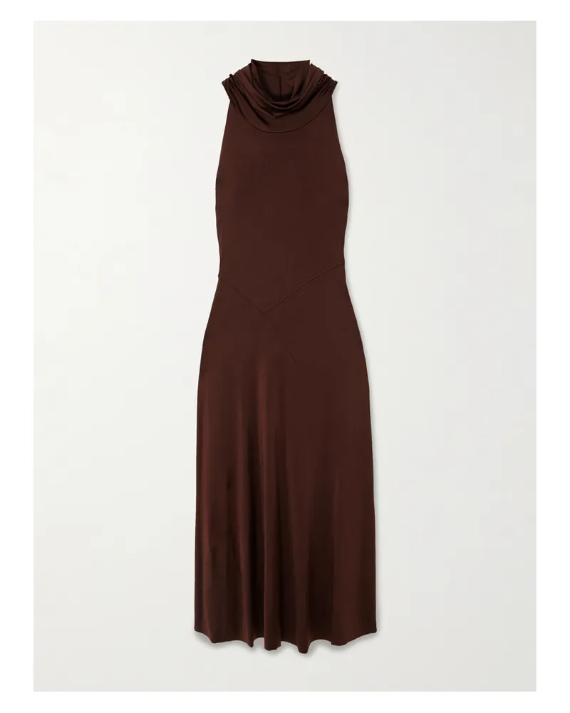 Victoria Beckham Midikleid Aus Stretch-jersey Mit Kapuze - Braun Braun
