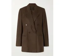 Oversized Double-breasted Virgin Wool Blazer - Brown