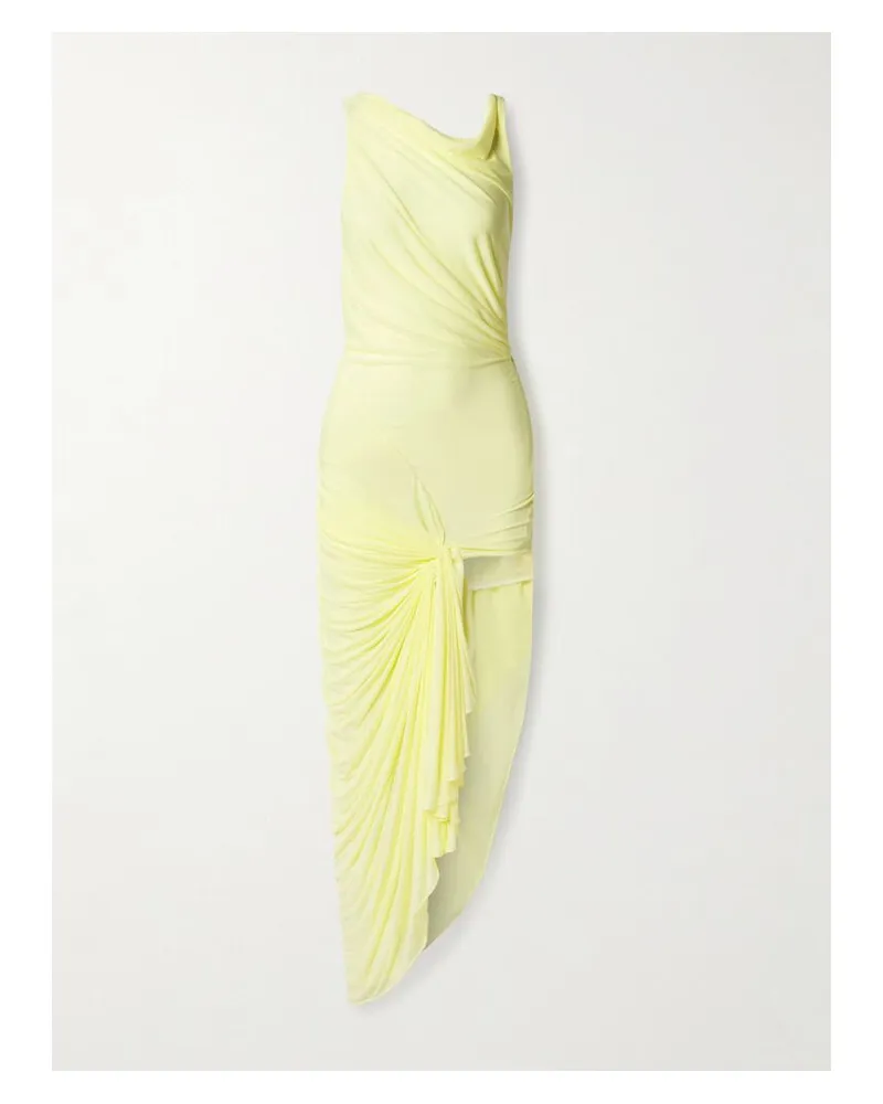 Christopher Esber Galathea Robe Aus Mesh Mit Raffungen Und Spitzenbesätzen - Gelb Gelb