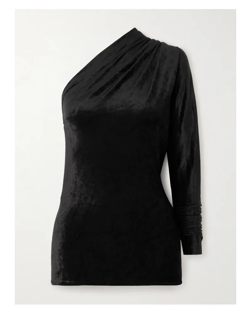 Rick Owens Asymmetrisches Minikleid Aus Samt Mit Raffungen - Schwarz Schwarz