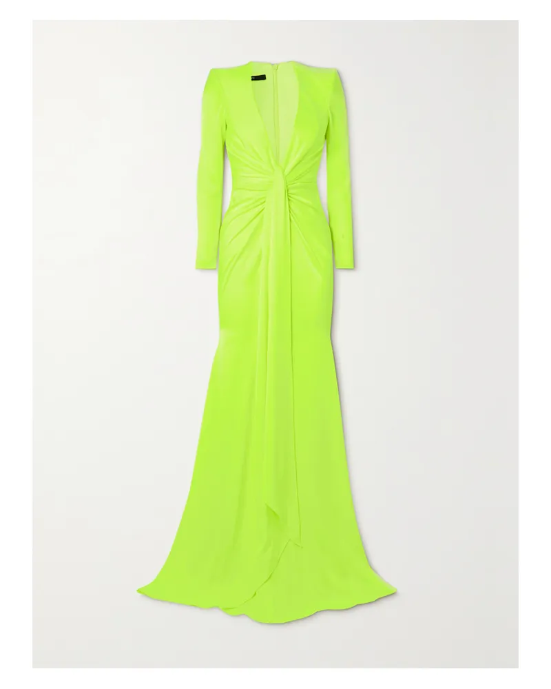 Alex Perry Quinn Robe Aus Neonfarbenem Glänzendem Crêpe Zum Binden - Gelb Gelb