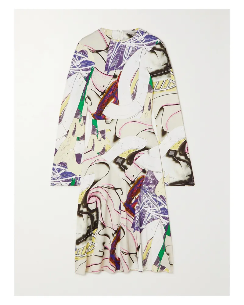 Stella McCartney Midikleid Aus Bedrucktem Satin - Weiß Weiß