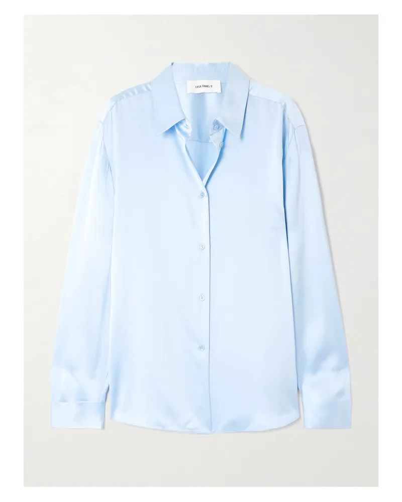 Lisa Yang Hemd Aus Seidensatin - Blau Blau