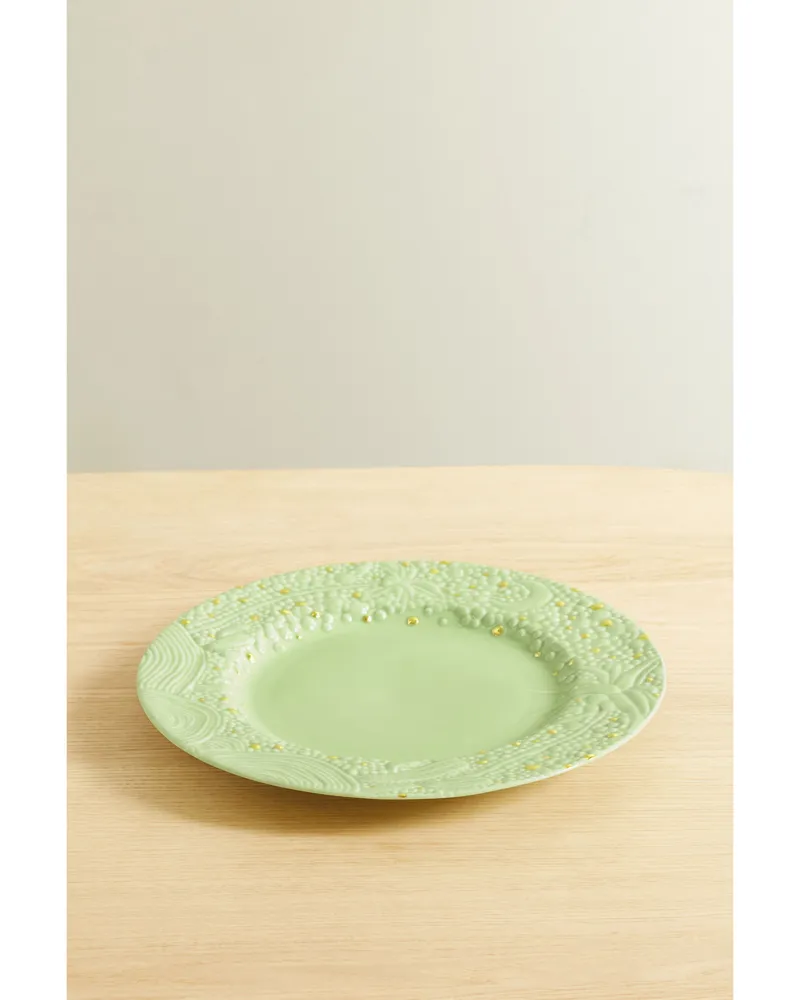 L’OBJET Haas Brothers Mojave Desert 32 Cm Teller Aus Porzellan Mit Vergoldeten Details - Grün Grün