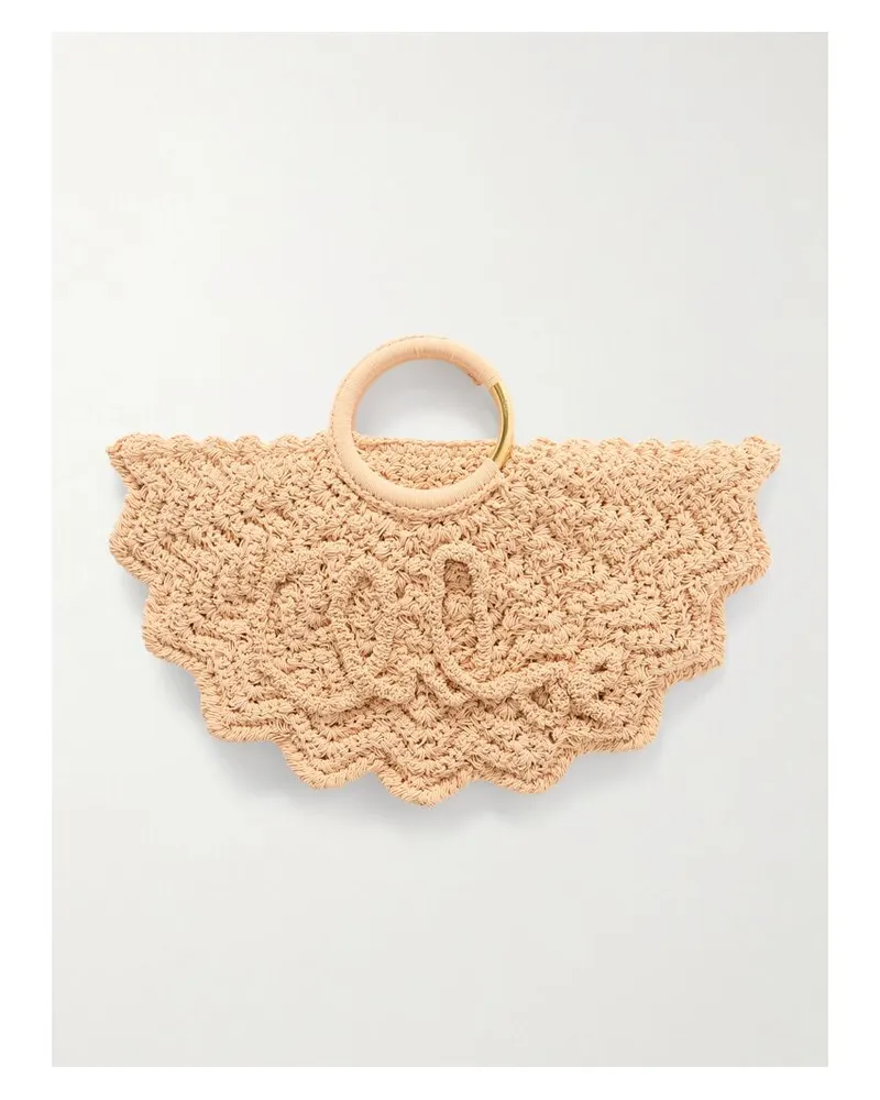 Chloé Bracelet Paravent Tote Aus Raffiabastimitat Mit Stickerei - Orange Orange