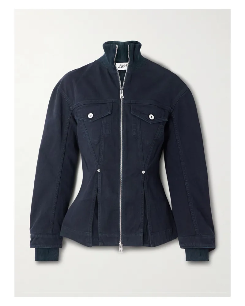 Jean Paul Gaultier Jeansjacke Mit Rippstrickbesätzen - Blau Blau