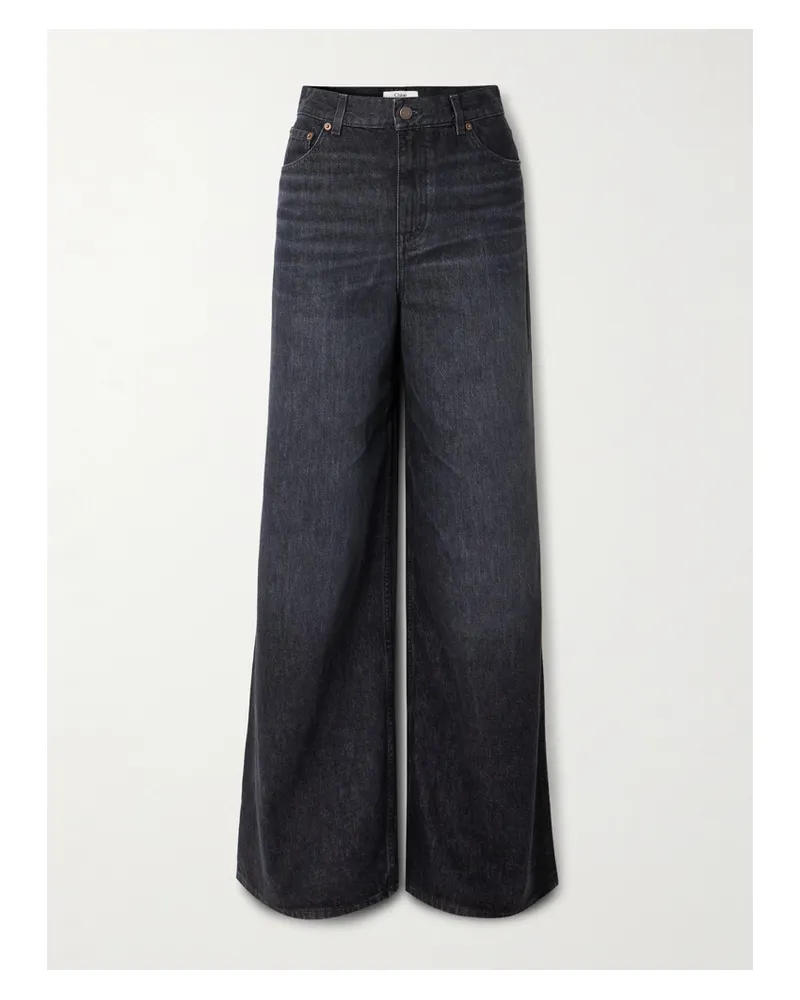 Chloé Leather-trimmed High-rise Wide-leg Jeans - Black Black
