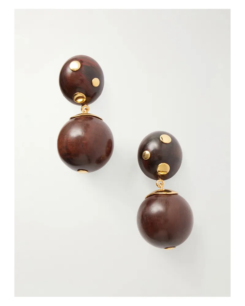 Lizzie Fortunato Nopales Gold-tone Wood Earrings - Brown Brown