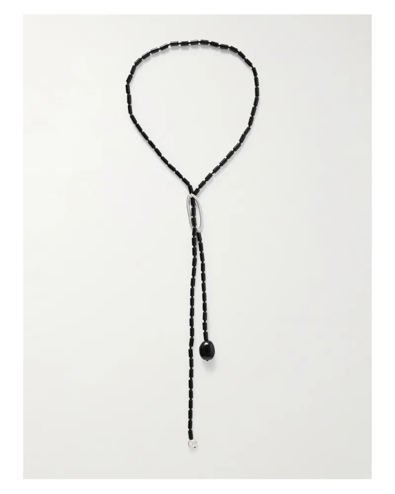 AGMES Annaya Sterling Silver Onyx Necklace - Black Black
