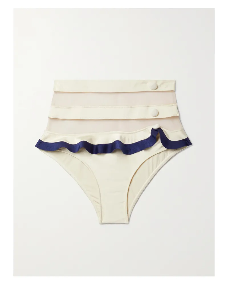 Pat Bo Bikini-höschen Mit Tülleinsätzen Und Rüschen - Elfenbein Elfenbein
