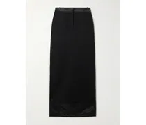 Asymmetrischer Rock Aus Wolle Mit Satinbesätzen - Schwarz