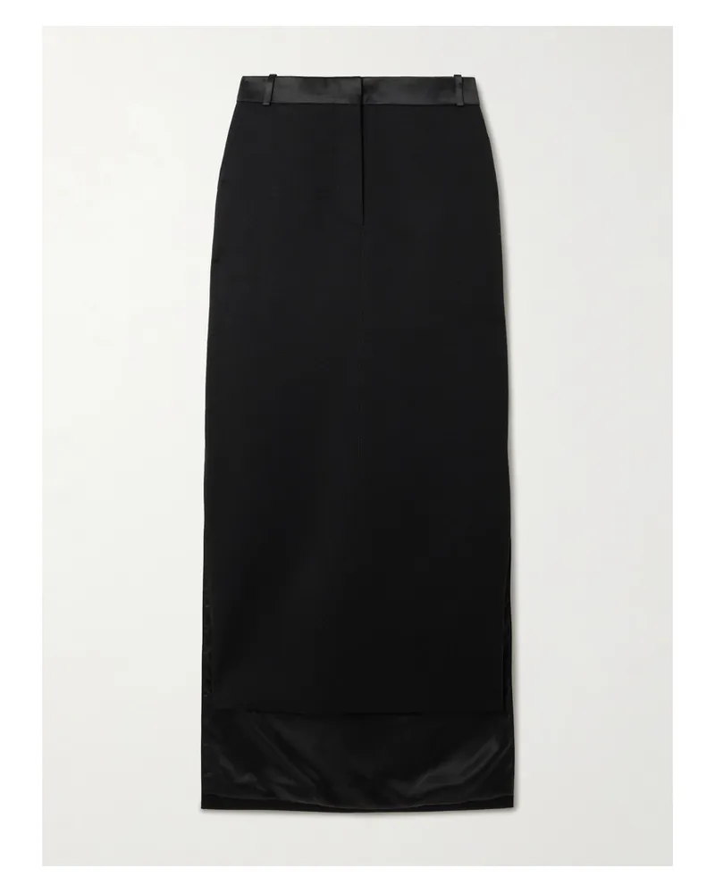 Lanvin Asymmetrischer Rock Aus Wolle Mit Satinbesätzen - Schwarz Schwarz