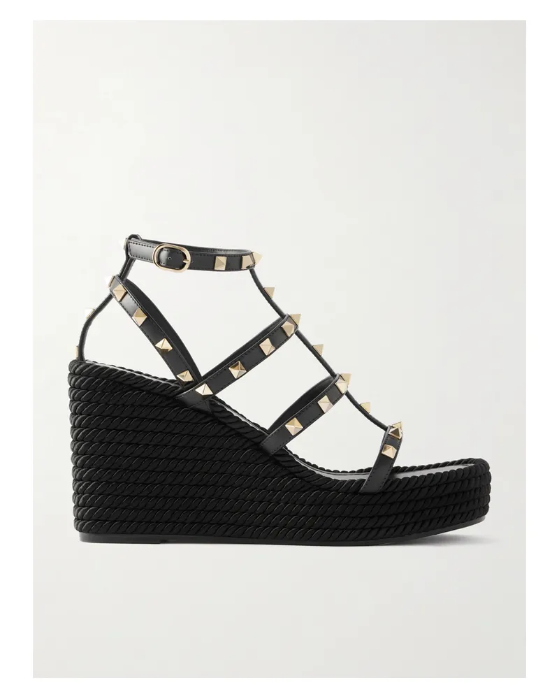 Valentino Garavani Rockstud Wedges Aus Leder - Schwarz Schwarz