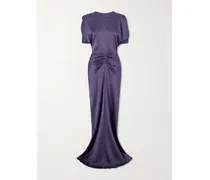 Isabella Ruched Satin Gown - Blue