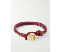 Armband Aus Intrecciato-leder Mit Goldfarbenem Detail - Rot