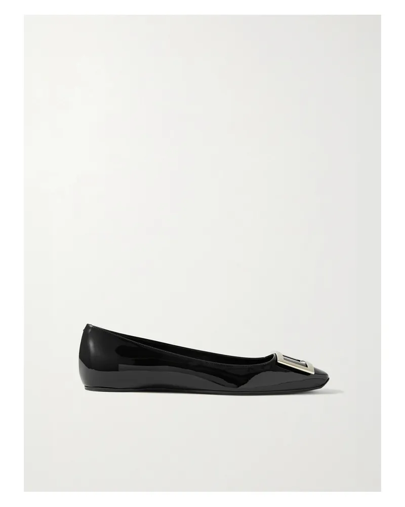 Roger Vivier Trompette Bellerine Glossed-leather Ballet Flats - Black Black