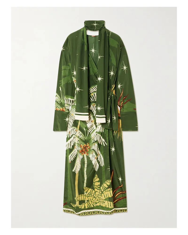 Johanna Ortiz Eternity Belted Printed Silk Crepe De Chine Maxi Dress - Green Green