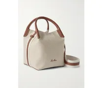 Bale Textured Leather-trimmed Canvas Tote - Neutrals