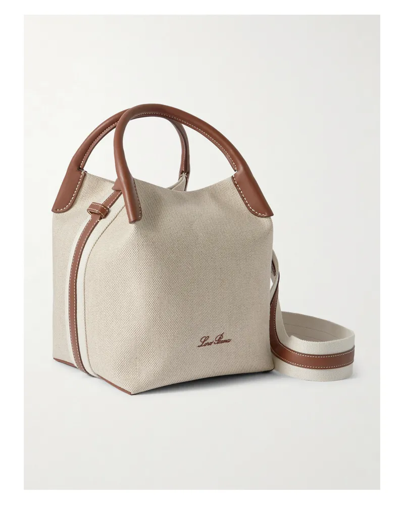 Loro Piana Bale Textured Leather-trimmed Canvas Tote - Neutrals Neutrals