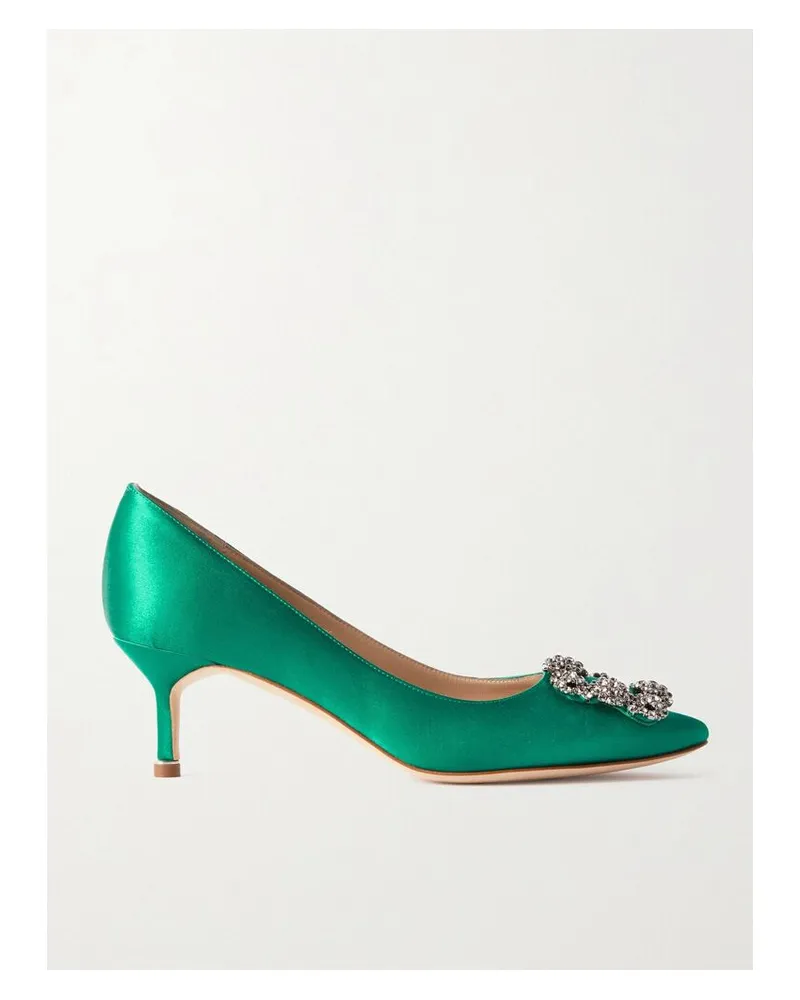 Manolo Blahnik Hangisi 50 Pumps Aus Satin Mit Verzierung - Grün Grün