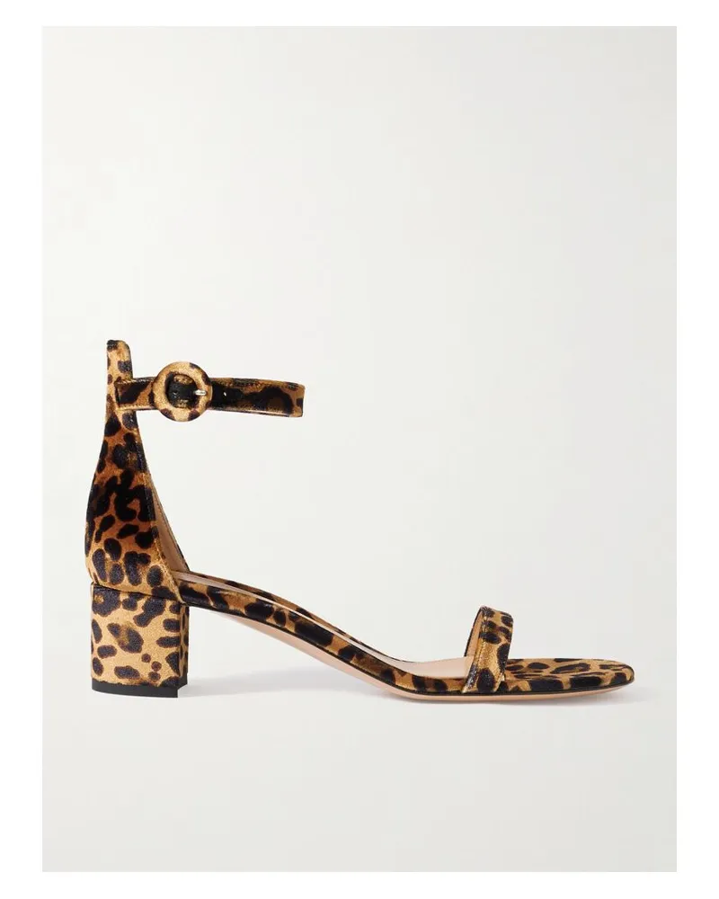 Gianvito Rossi Gaeta 45 Sandalen Aus Samt Mit Leopardenprint - Animal-Print Animal-print