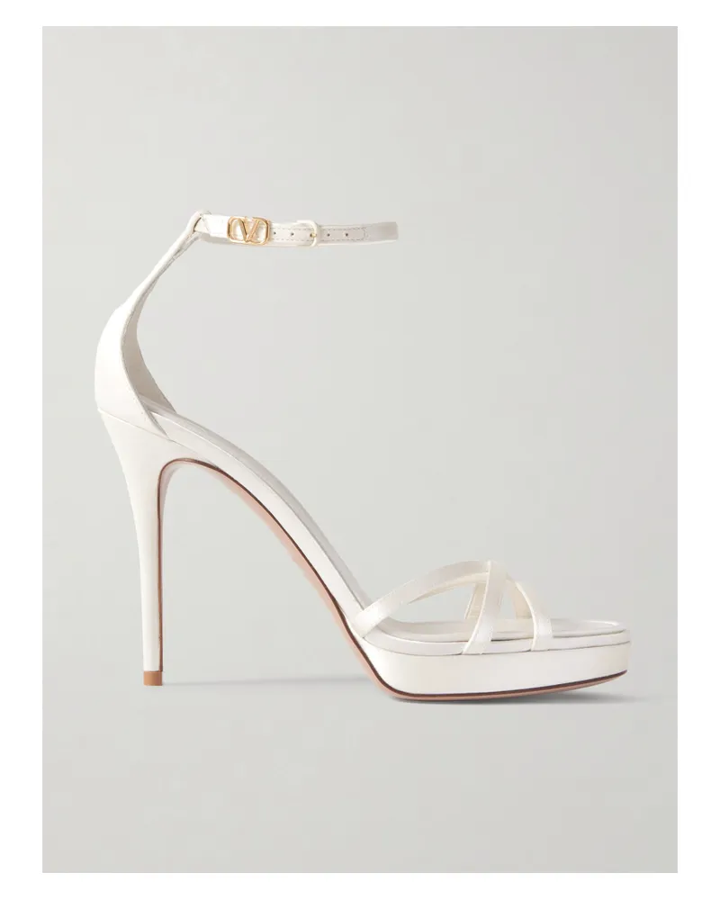 Valentino Garavani Eveninglam 100 Plateausandalen Aus Satin - Elfenbein Elfenbein