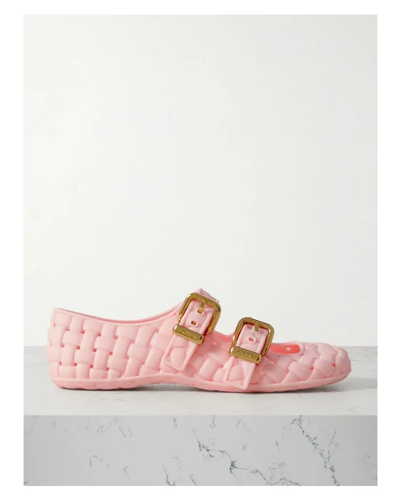Bottega Veneta Amy Flache Schuhe Mit Mary-jane-riemen Aus Intrecciato-gummi - Pink Pink