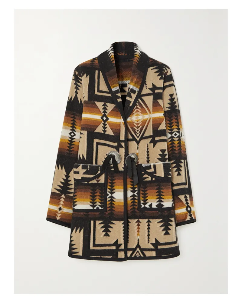 Fortela Fran Jacke Aus Woll-jacquard Mit Satinbesätzen - Braun Braun