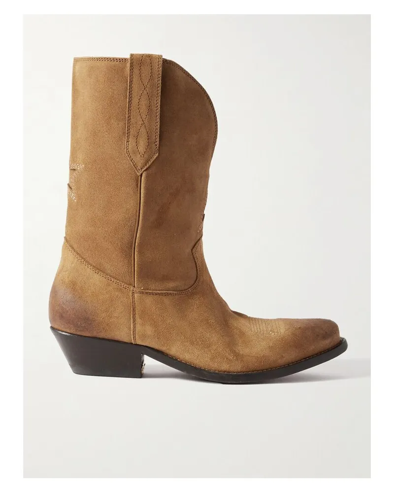 Golden Goose Low Wish Star Cowboystiefel Aus Veloursleder - Braun Braun