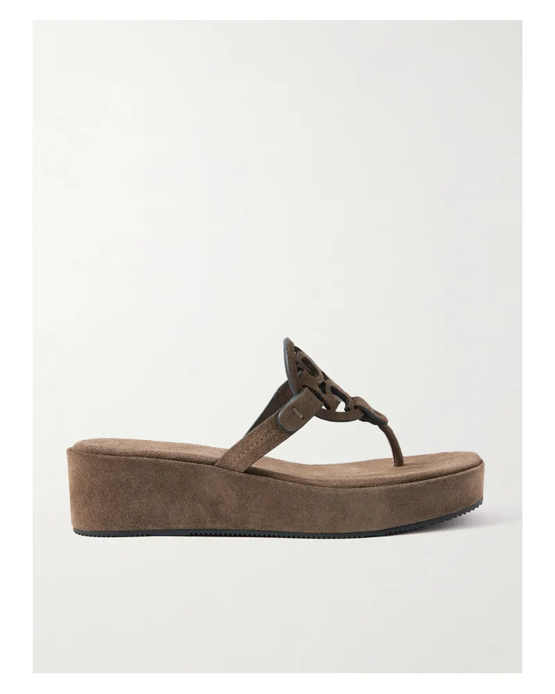Tory Burch Miller Wedges Aus Veloursleder Mit Cut-outs - Braun Braun