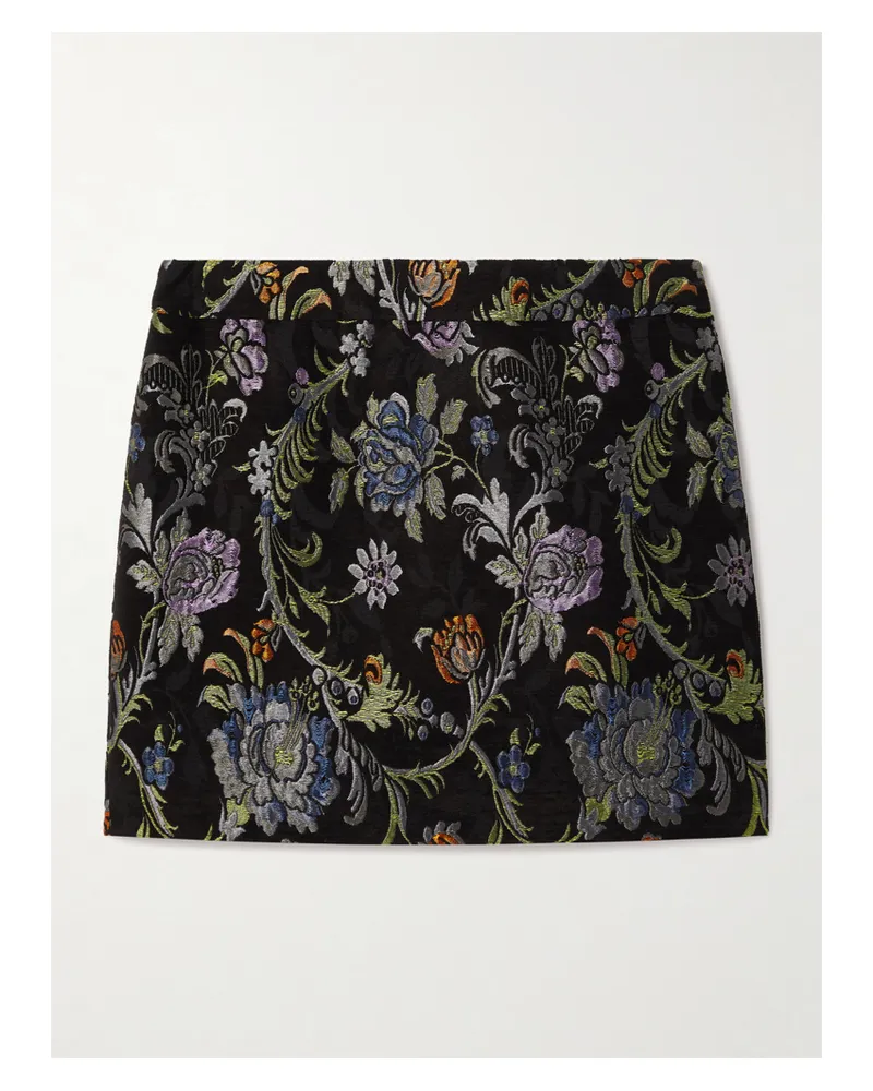 Chloé Minirock Aus Brokat Mit Blumenmuster - Schwarz Schwarz